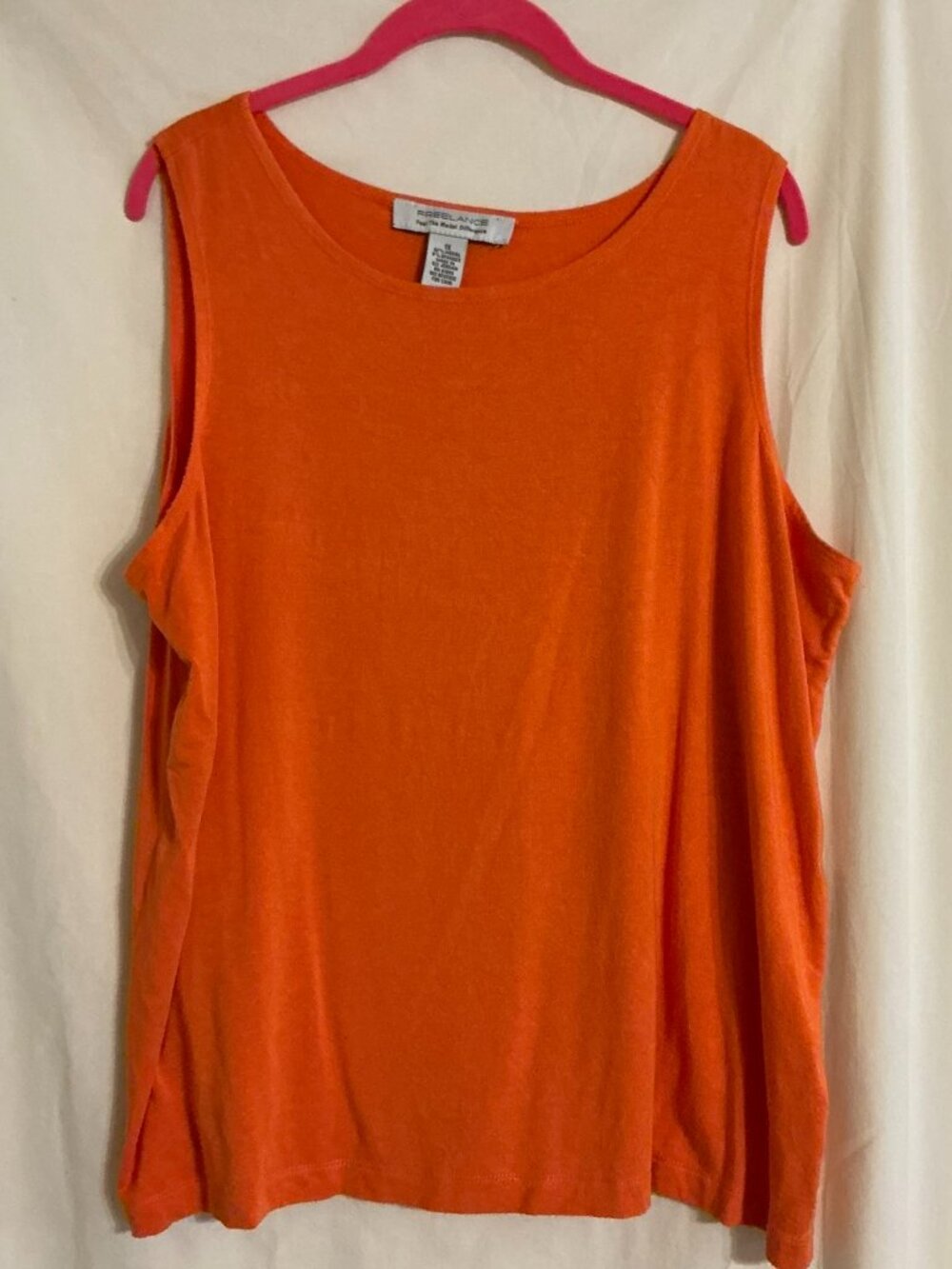 FREELANCE Women's Orange Scooped Neck Wrinkle-Free Knit Tank Top 1X